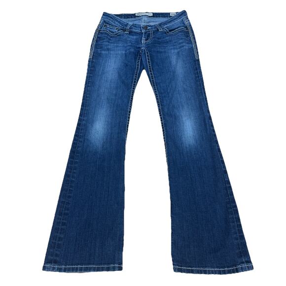 BKE Buckle Jeans Womens 24R Blue Stella Low Rise Bootcut Stretch Distressed - Picture 1 of 15